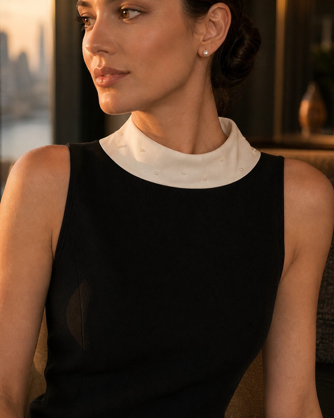 Celine Pearl-Collar Dress detail 1