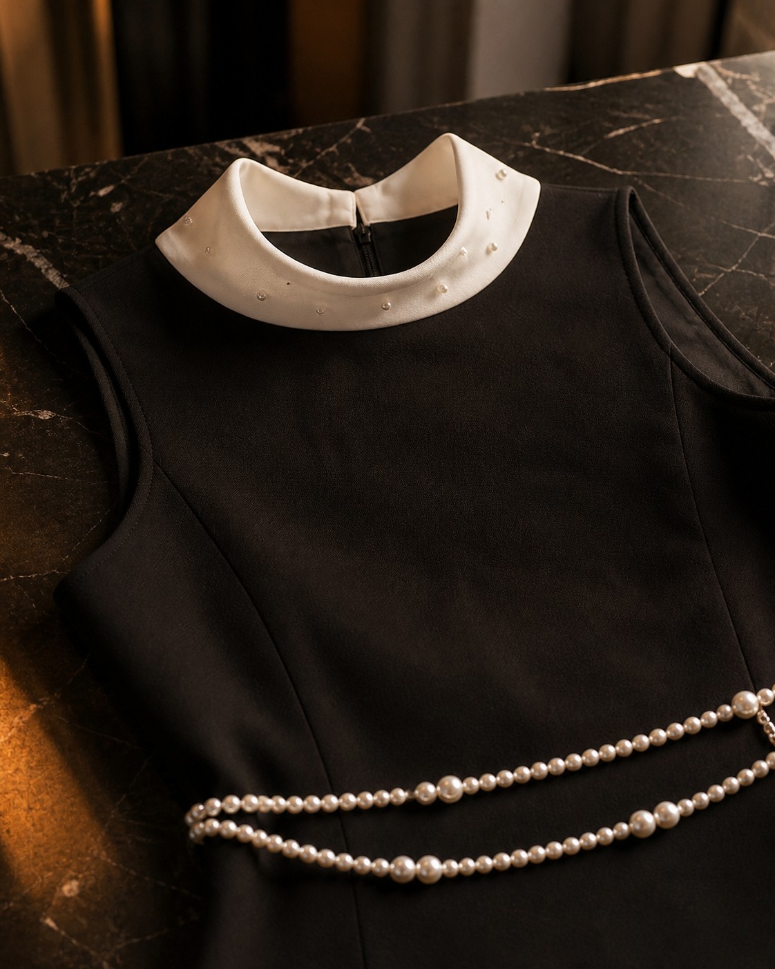 Celine Pearl-Collar Dress detail 4