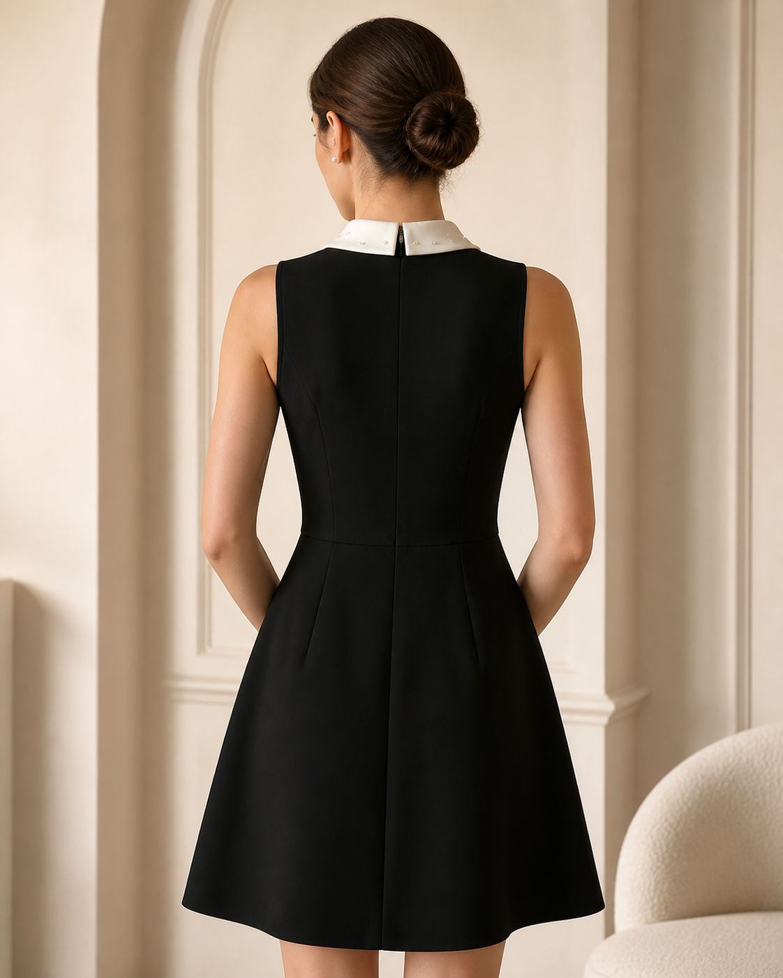 Celine Pearl-Collar Dress detail 3